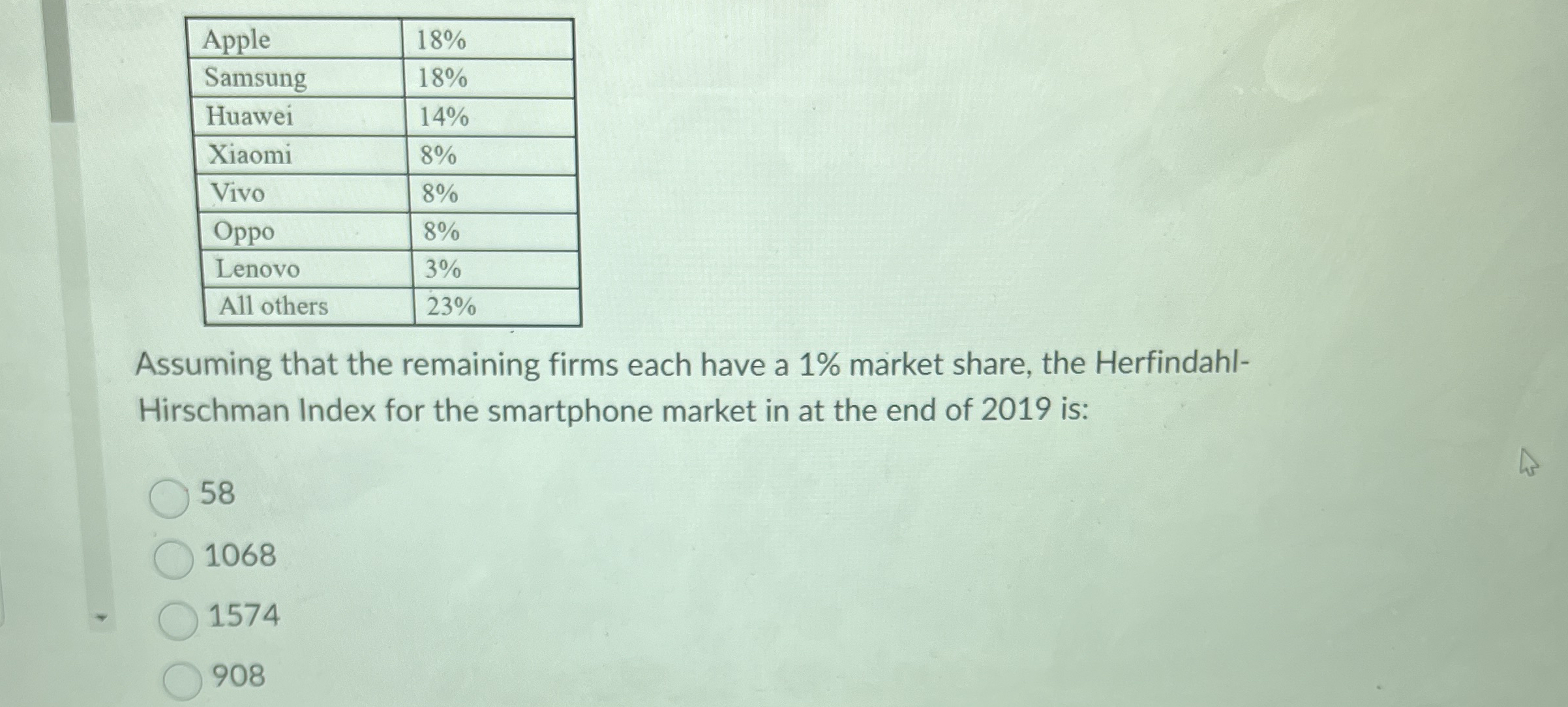 \ table [ [ Apple , 1 8 %