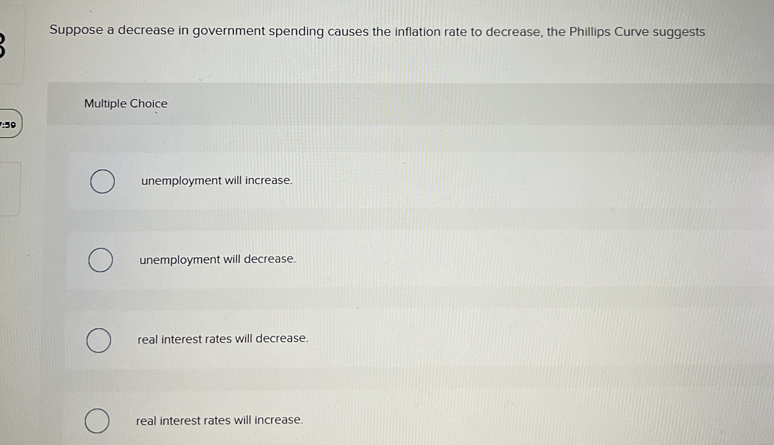 Suppose a decrease in government spending causes