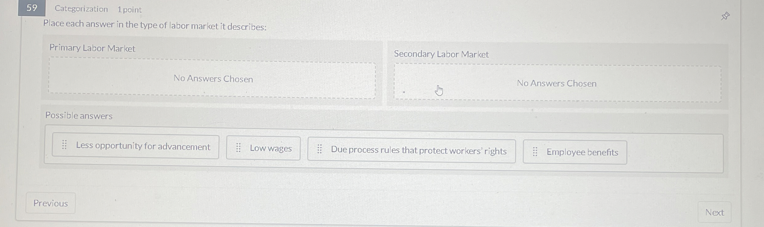 5 9 Categorization 1 point Place each answer in