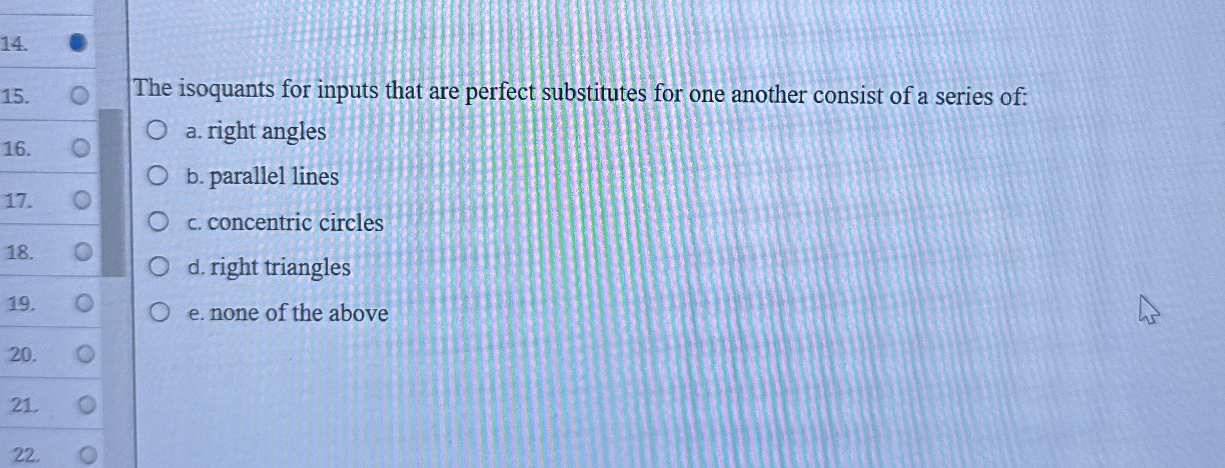 The isoquants for inputs that are perfect