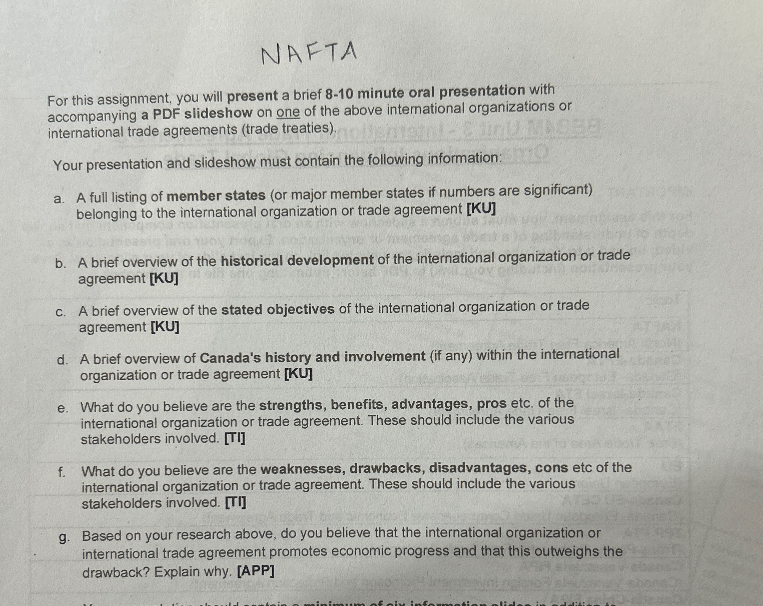 NAFTA For this assignment, you will present a