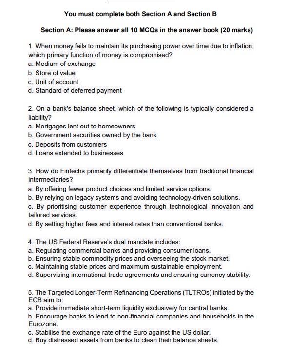 You must complete both Section A and Section B