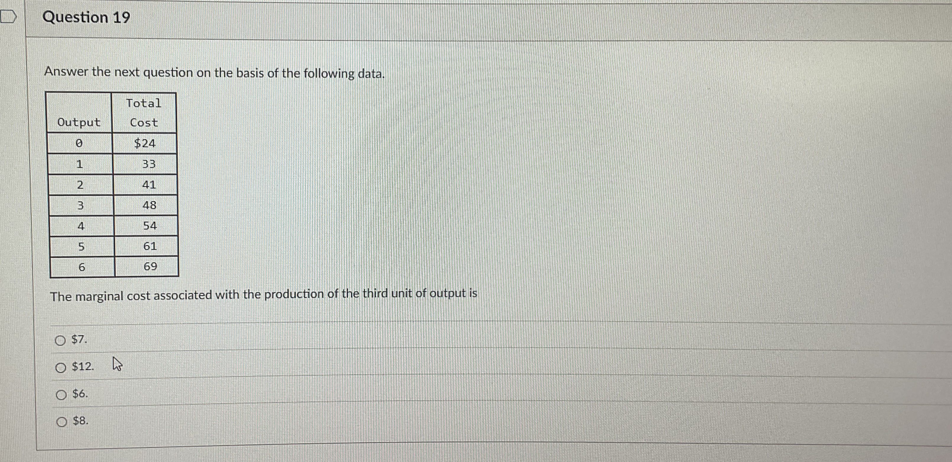 Question 1 9 Answer the next question on the