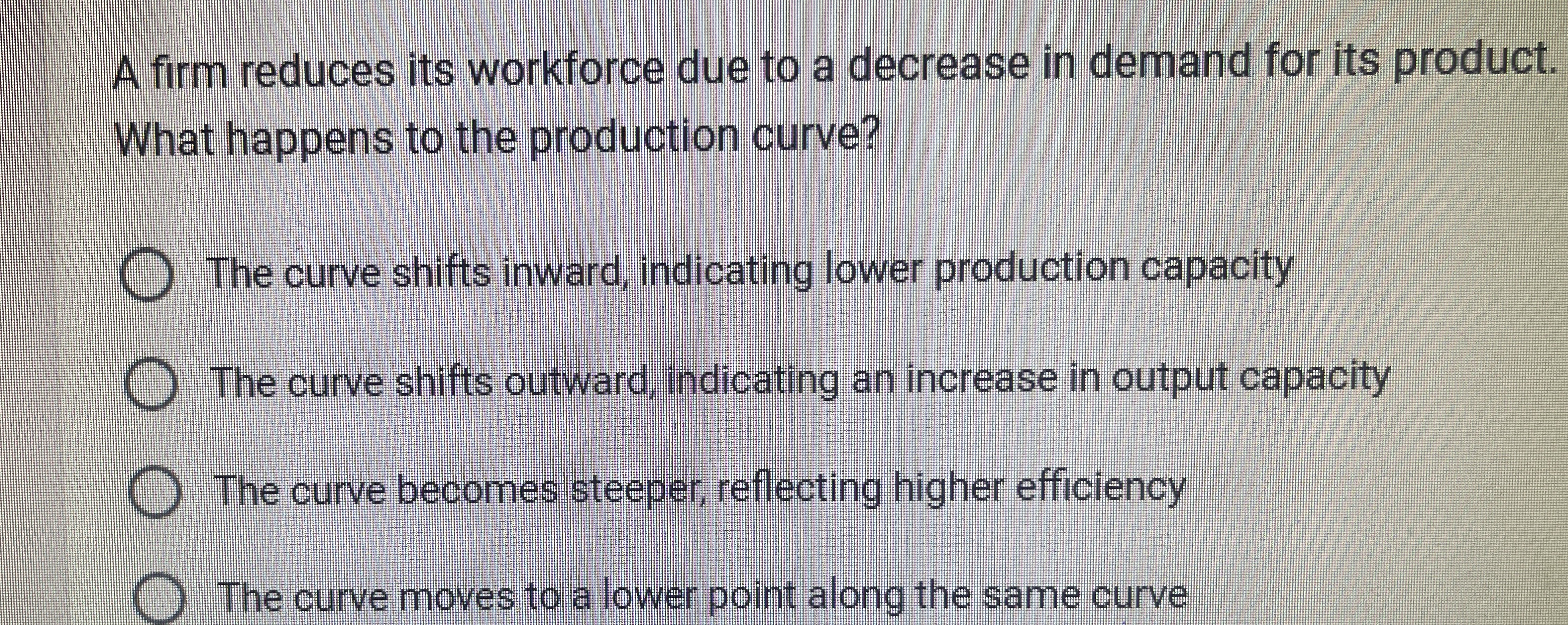 A firm reduces its workforce due to a decrease in