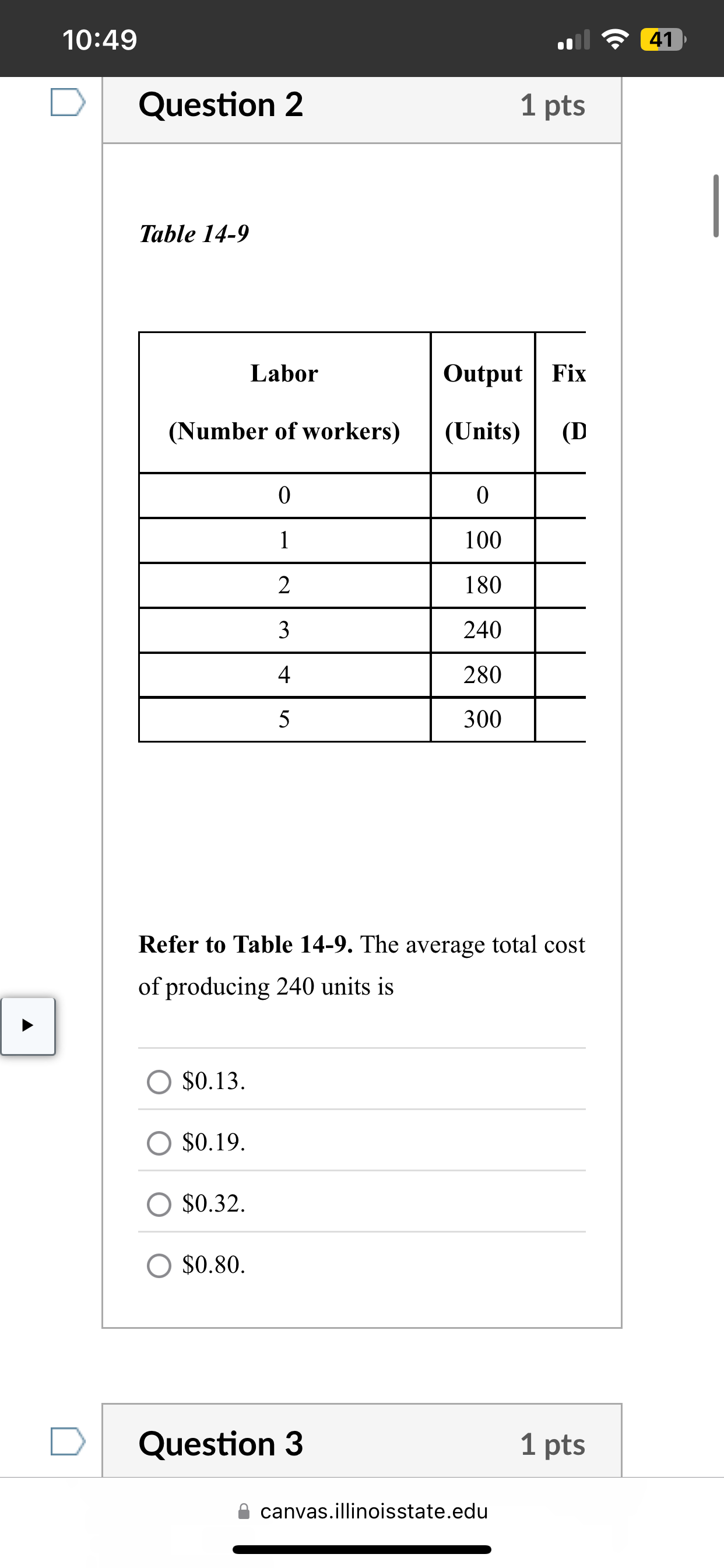 Question 2 1 pts Table 1 4 - 9 Refer to Table 1 4