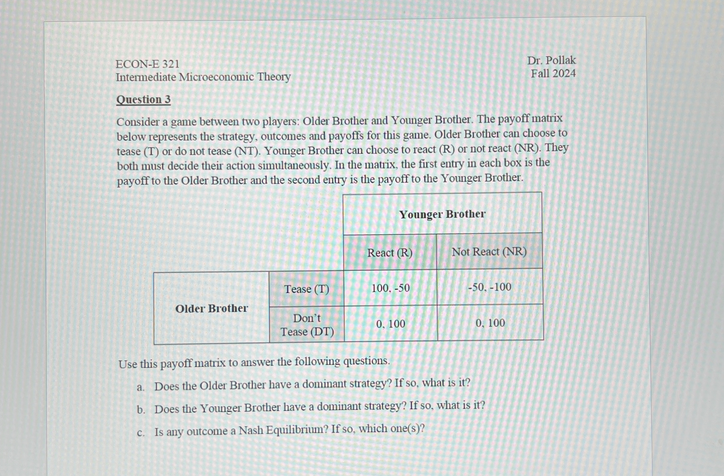 ECON - E 3 2 1 Dr . Pollak Intermediate