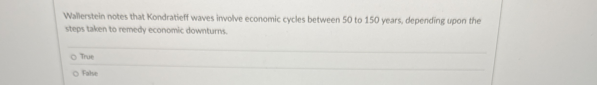 Wallerstein notes that Kondratieff waves involve