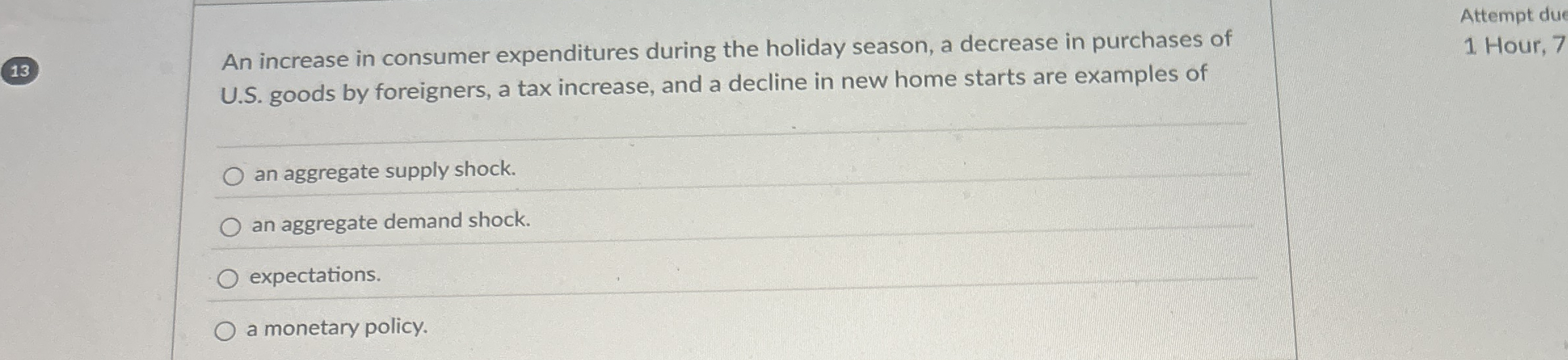 1 3 An increase in consumer expenditures during