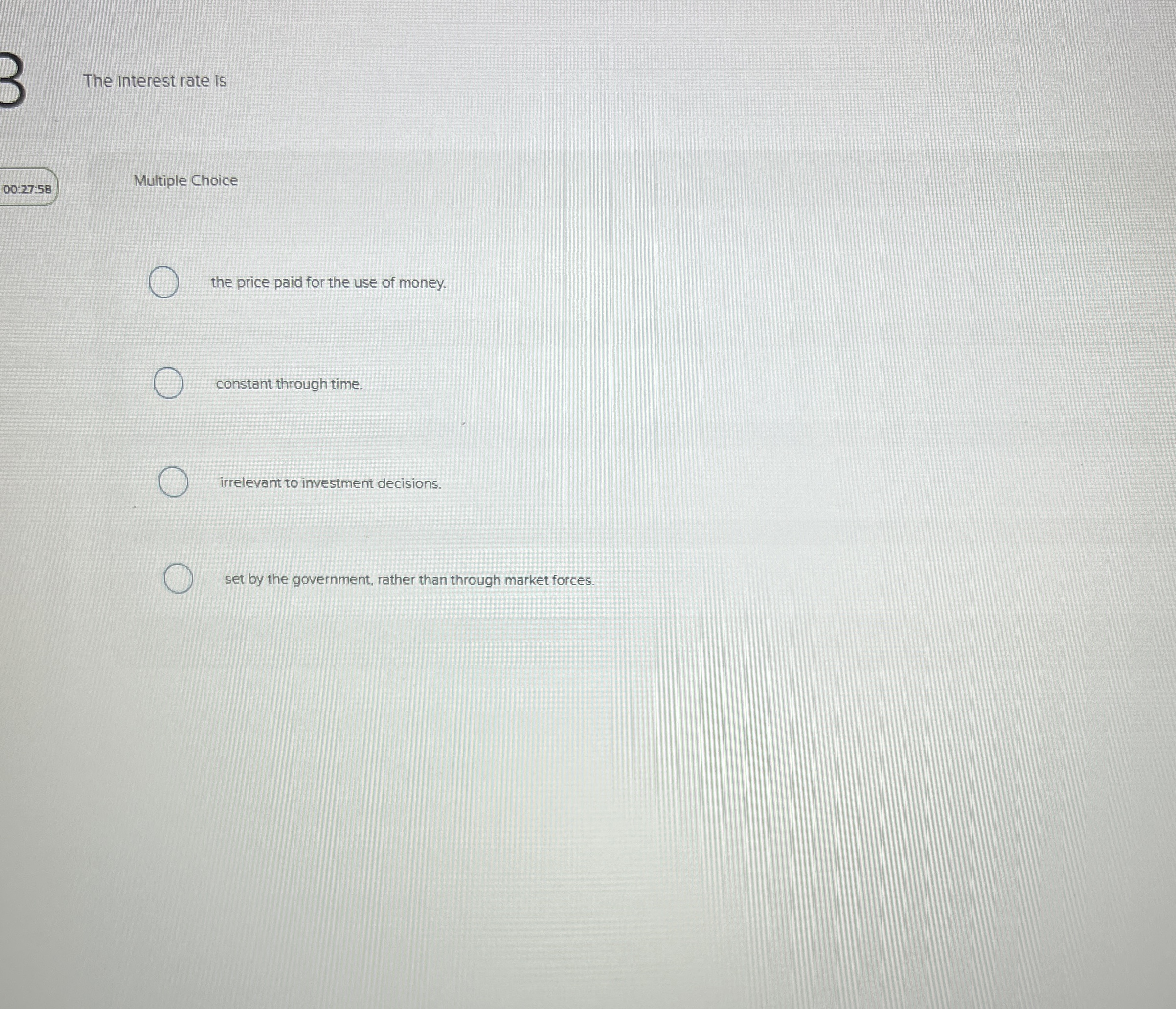 The interest rate is 0 0 : 2 7 : 5 8 Multiple