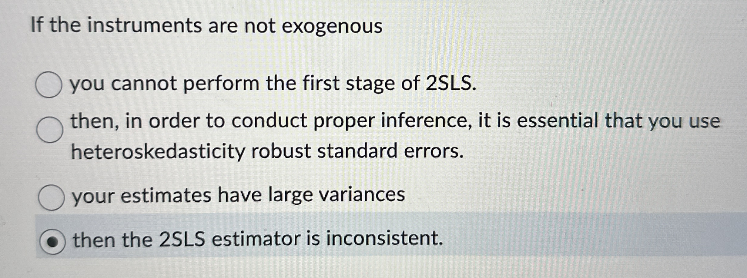 If the instruments are not exogenous you cannot