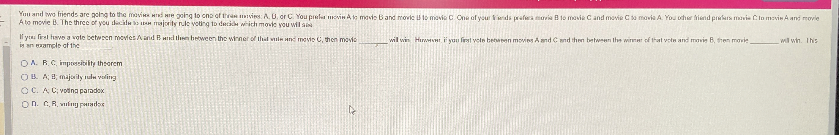 A to movie B . The three of you decide to use