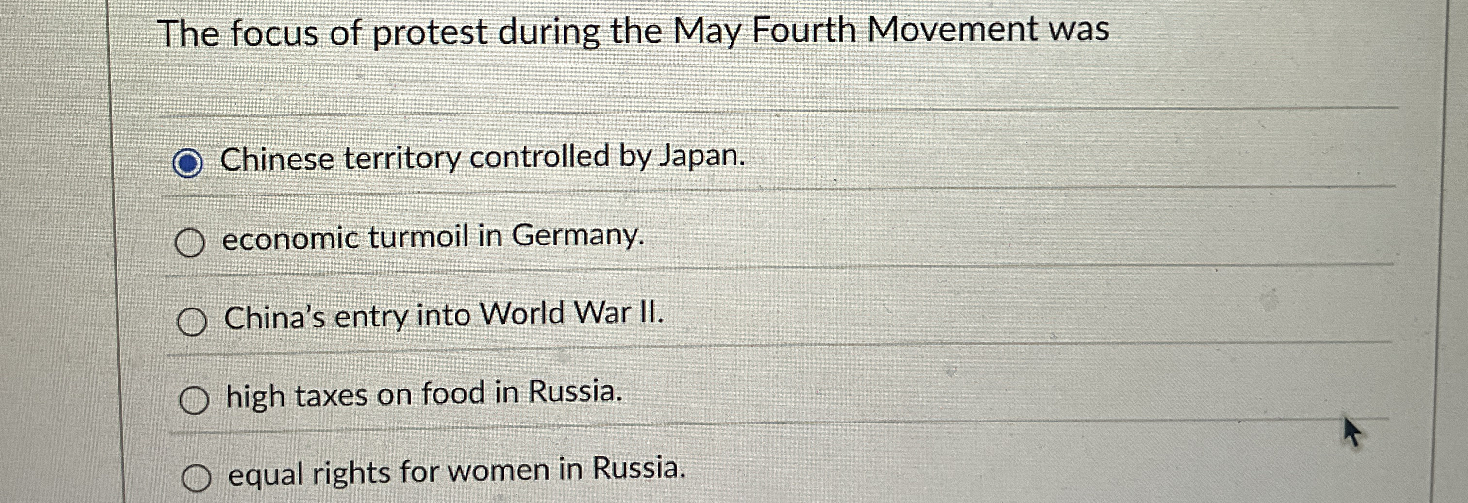 The focus of protest during the May Fourth