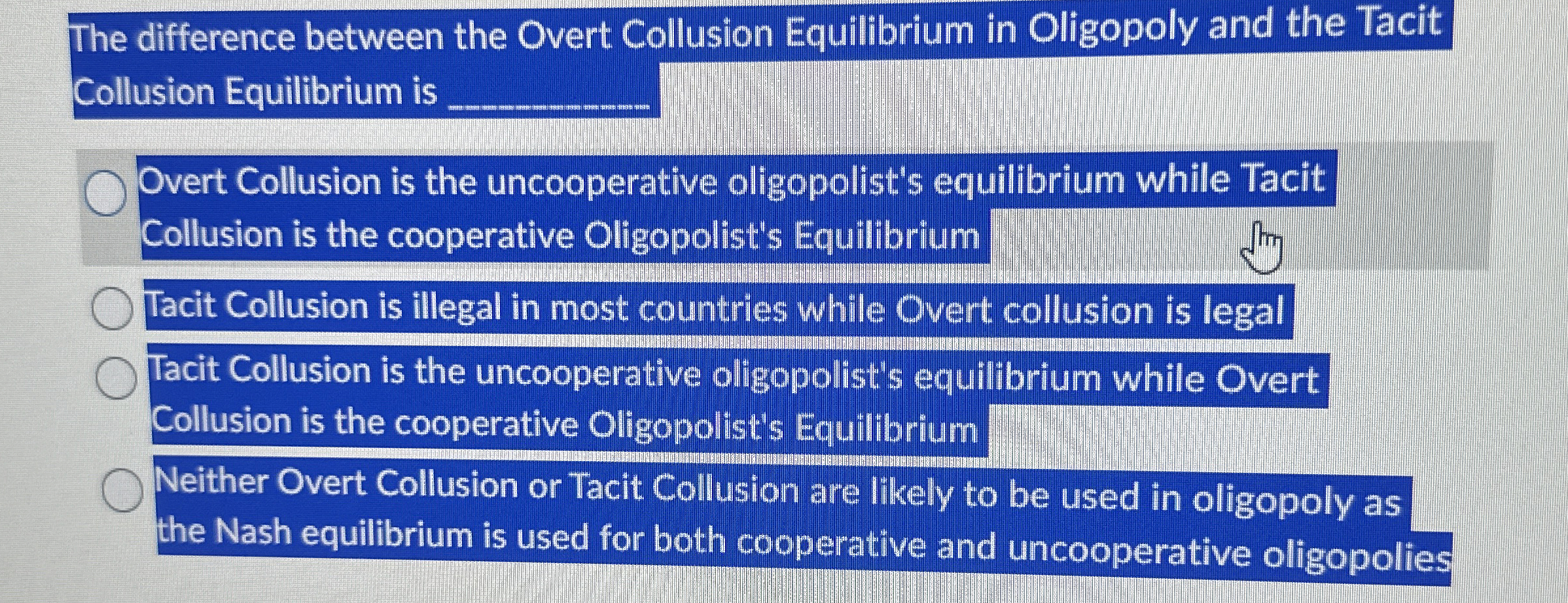 The difference between the Overt Collusion