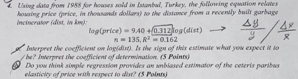 Using data from 1 9 8 8 for houses sold i n