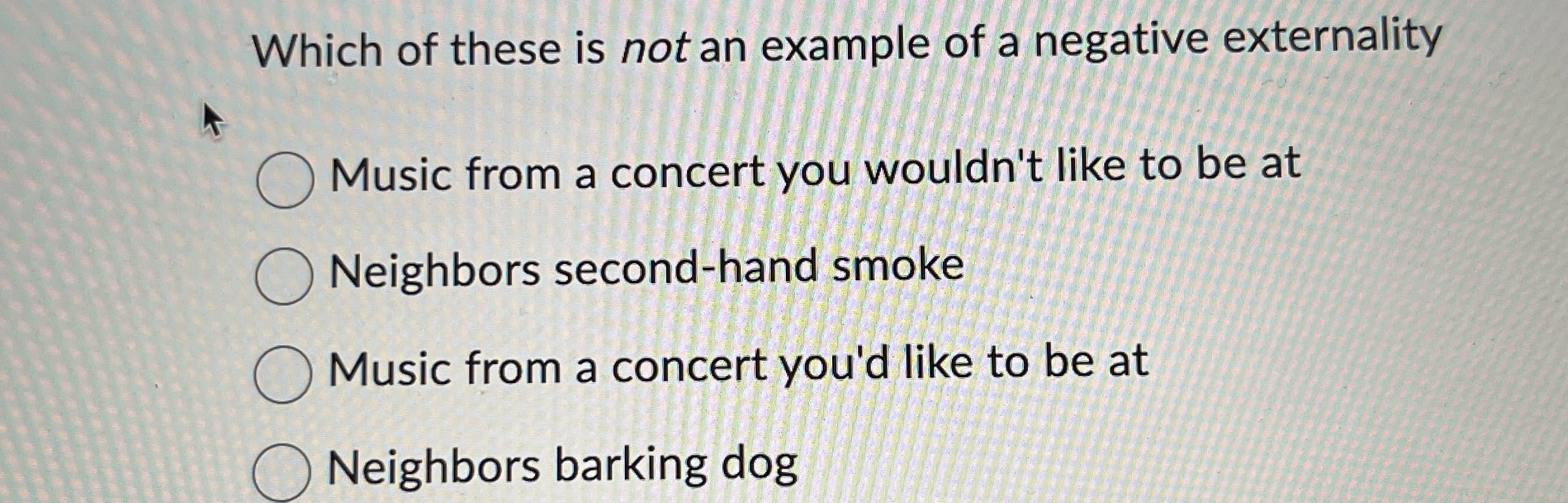 Which of these is not an example of a negative