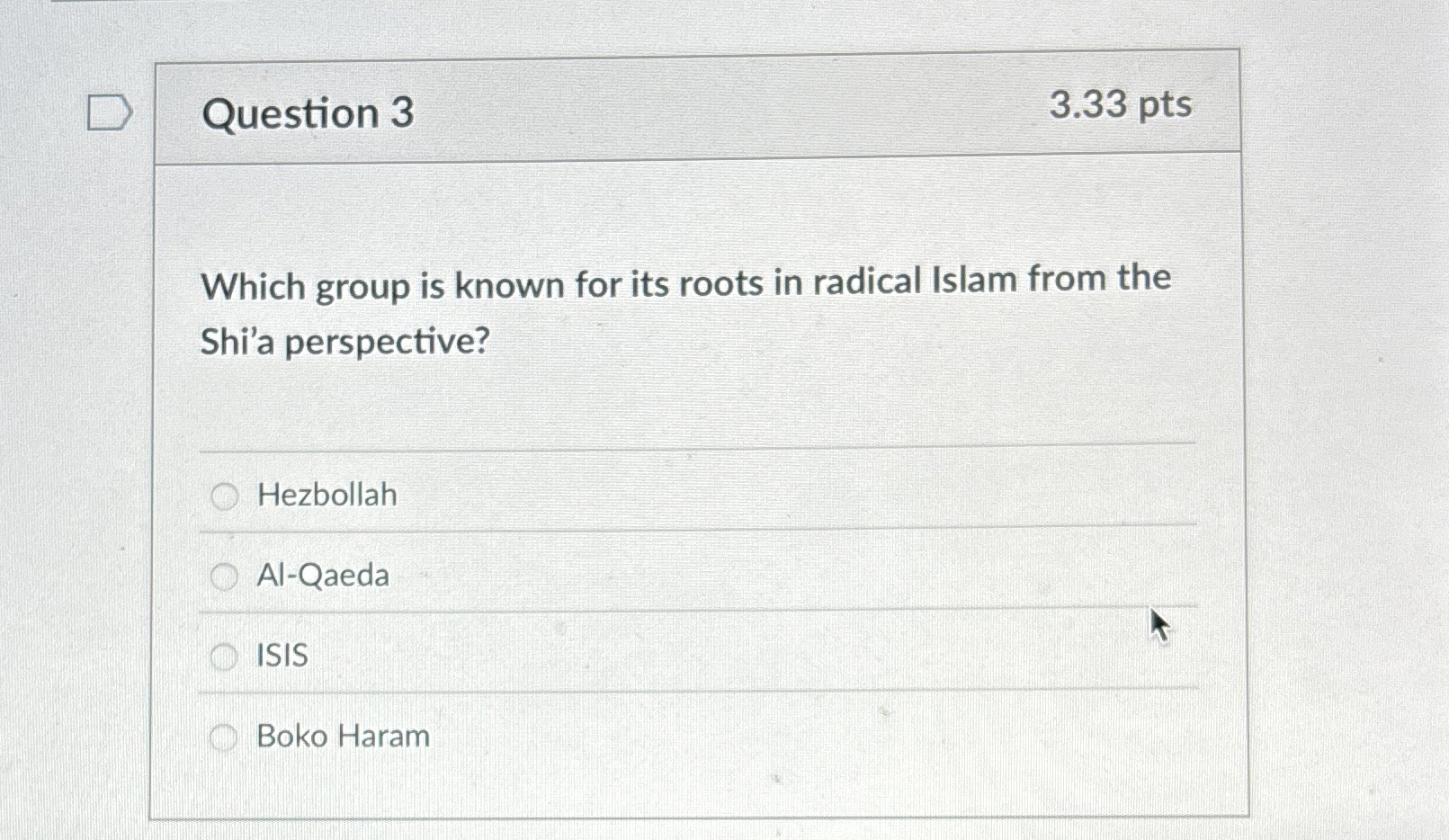 Question 3 3 . 3 3 pts Which group is known for