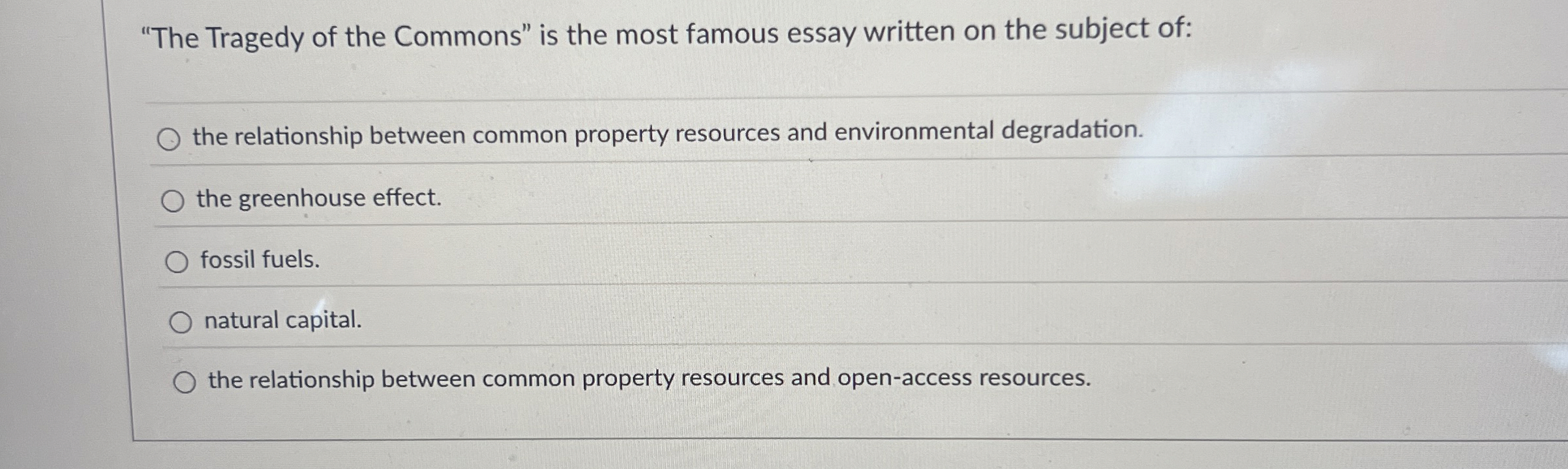 "The Tragedy of the Commons" is the most famous