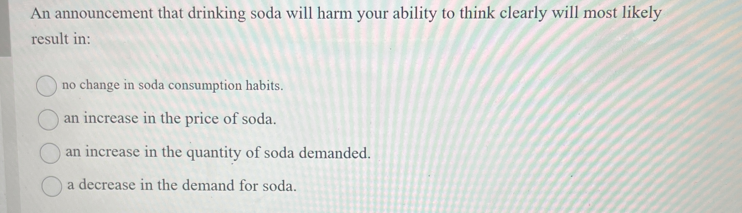 An announcement that drinking soda will harm your