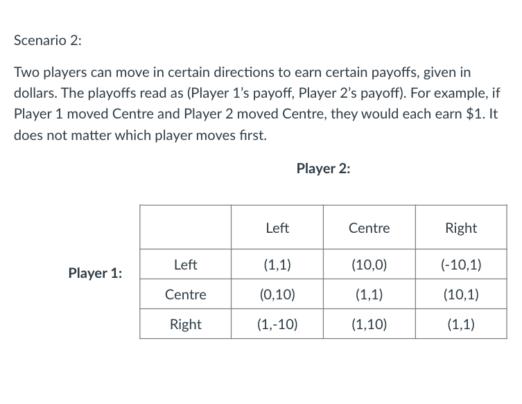 Scenario 2 : Two players can move in certain