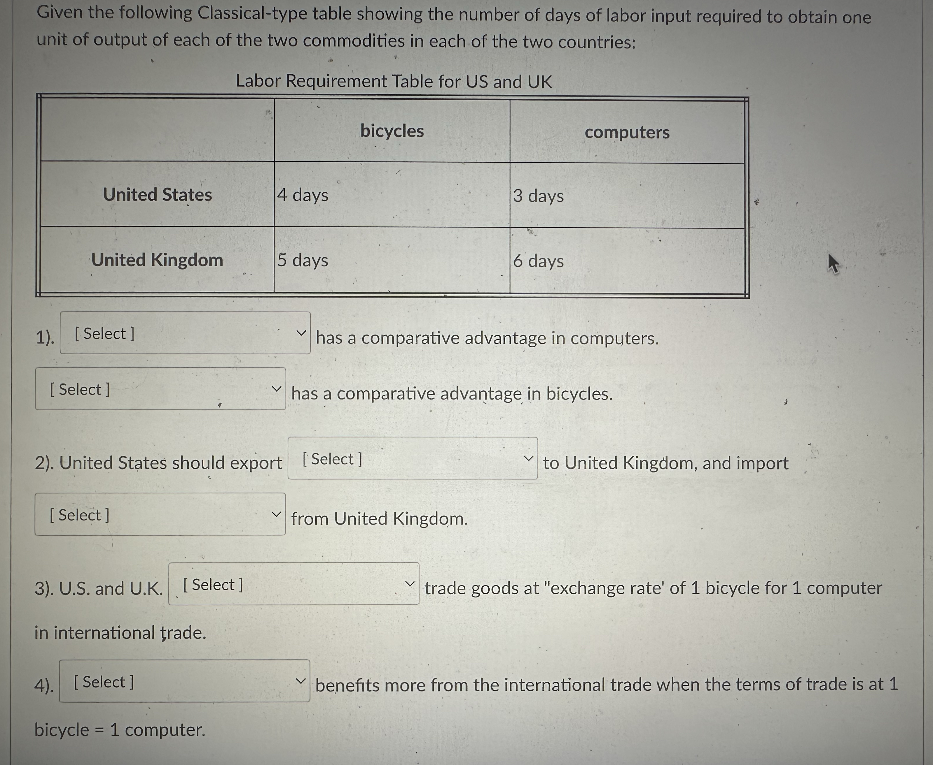 Given the following Classical - type table