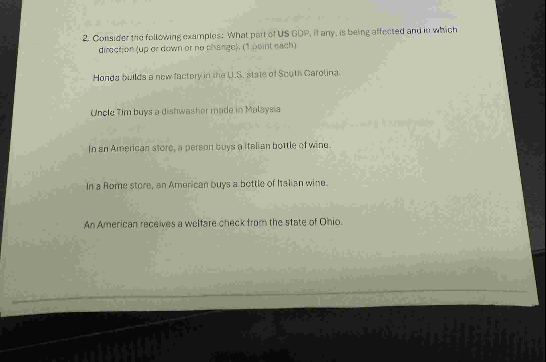 2 . Consider the following examples: What part of