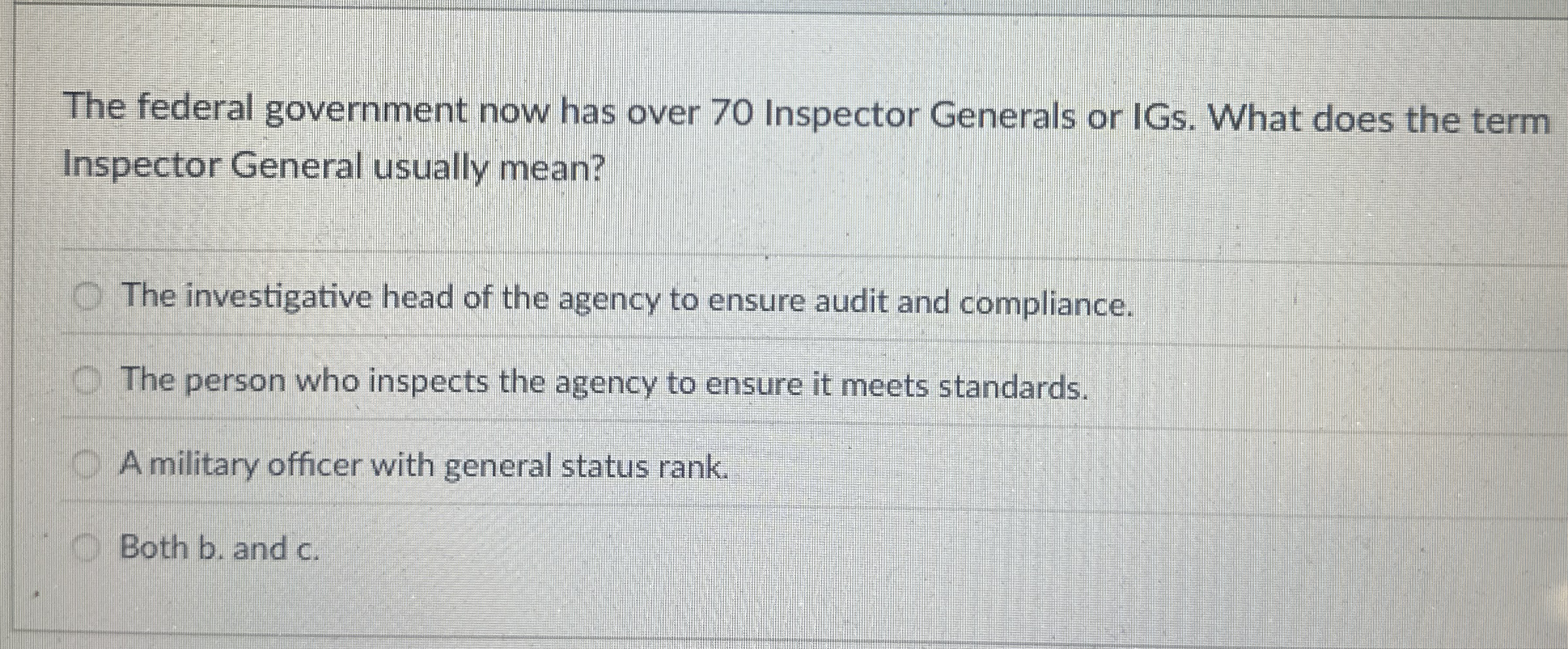 The federal government now has over 7 0 Inspector