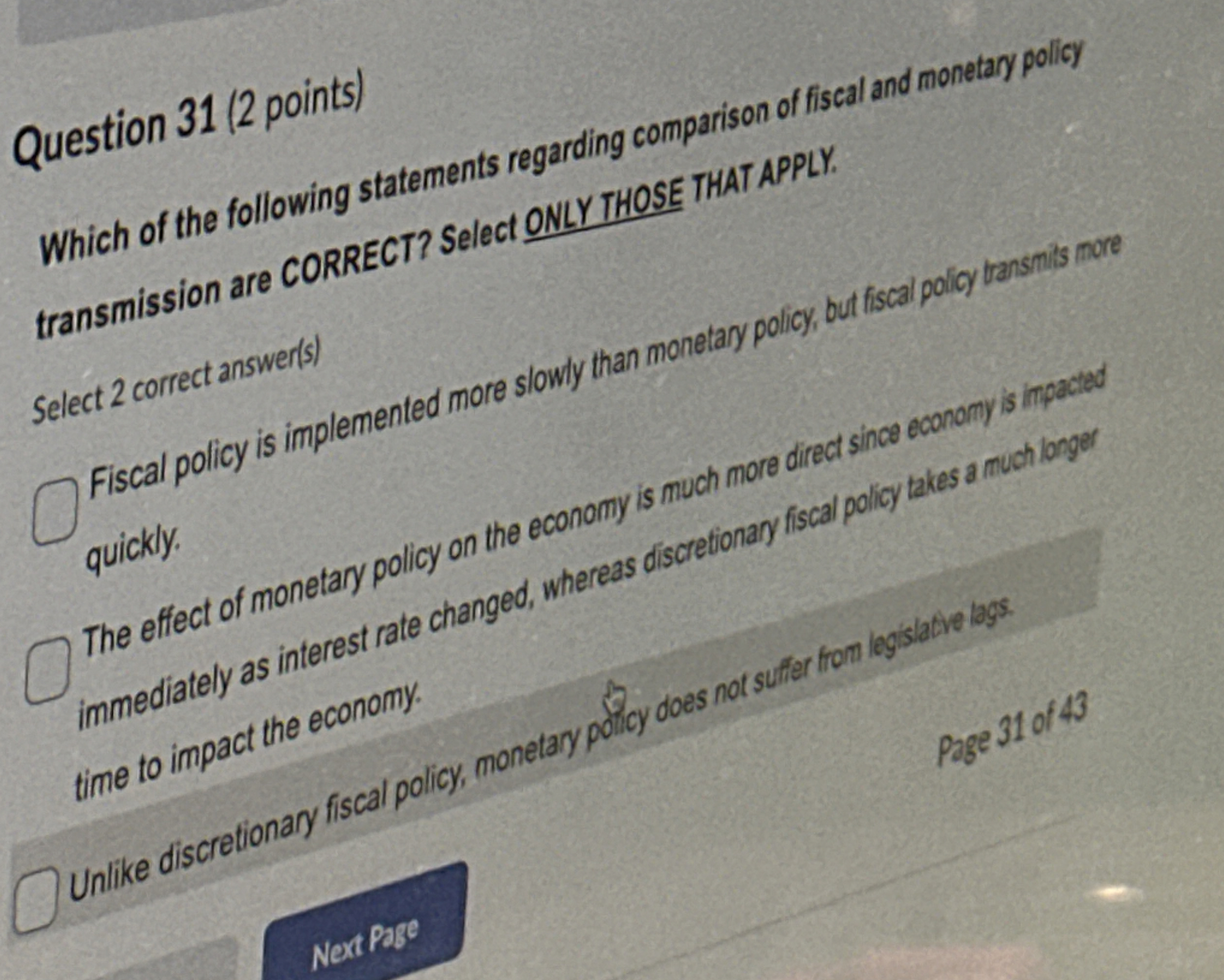 Question 3 1 ( 2 points ) Which of the following