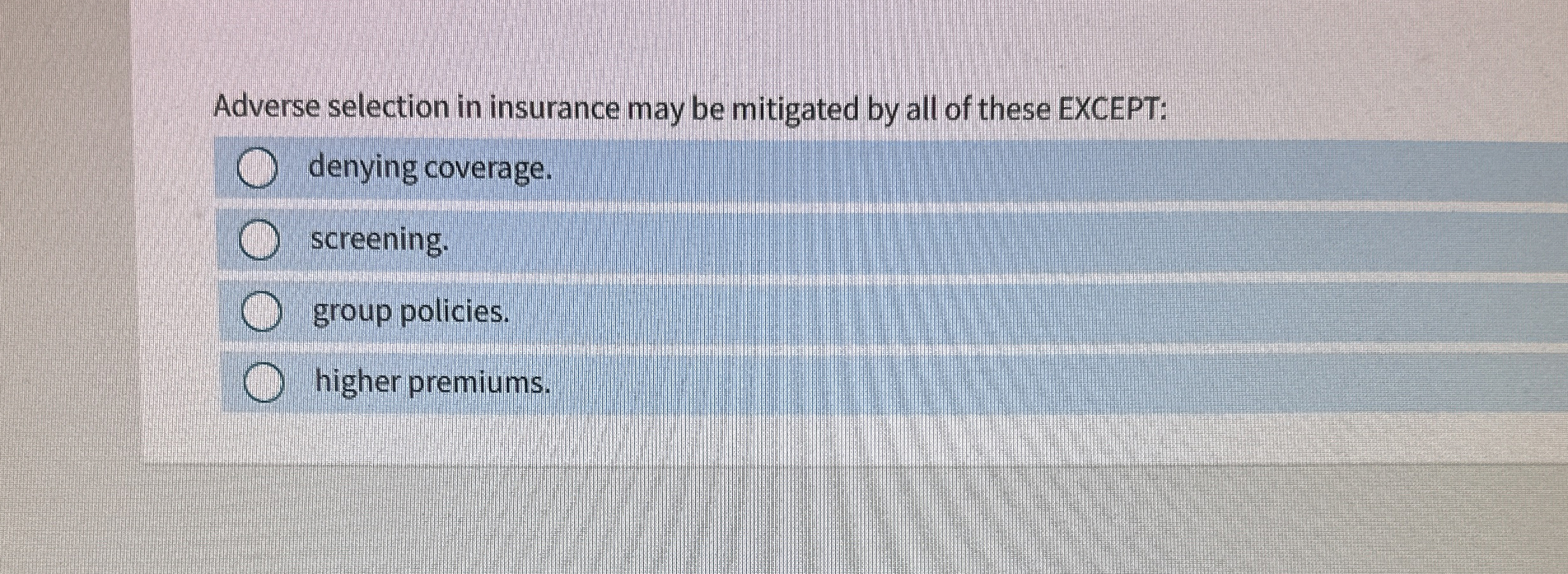 Adverse selection in insurance may be mitigated