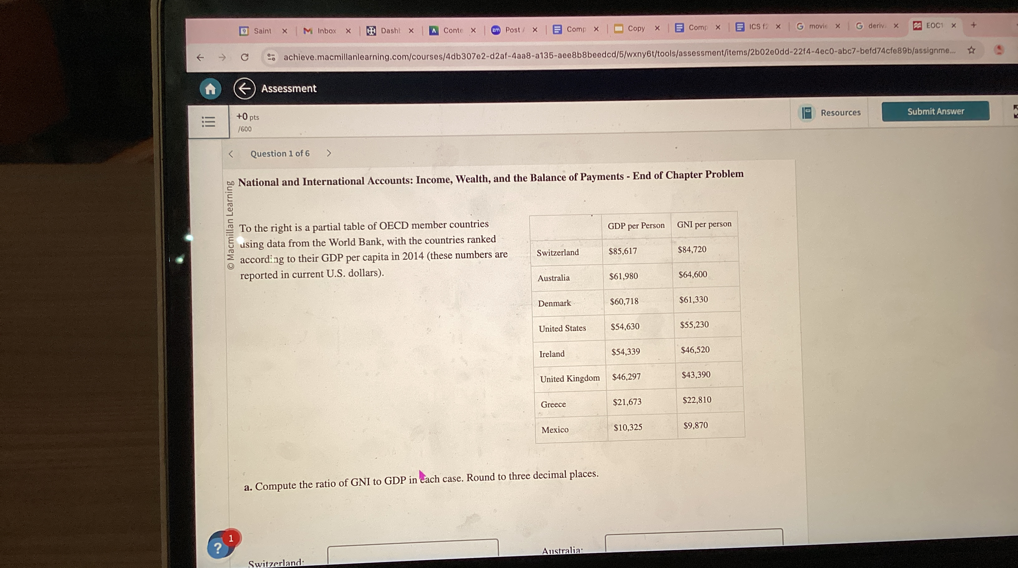 Assessment + 0 pts 1 6 0 0 Resources Question 1