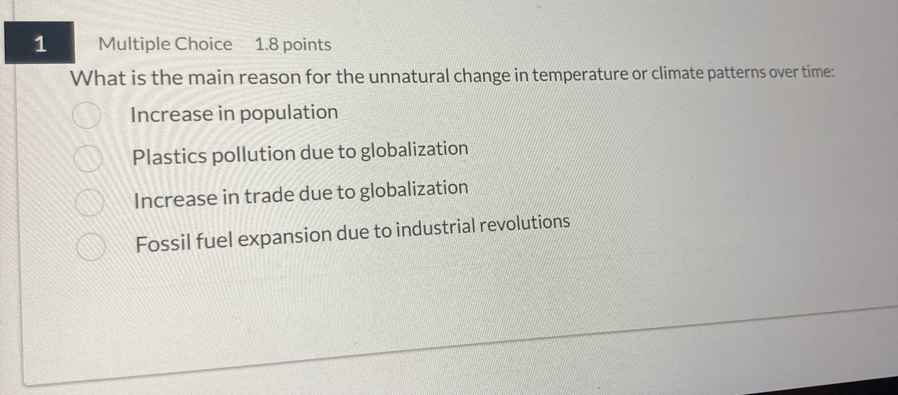 1 Multiple Choice 1 . 8 points What is the main