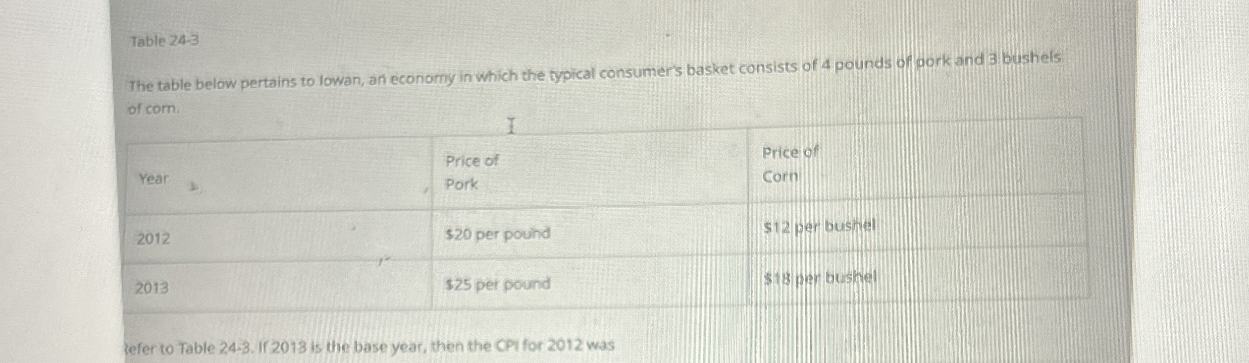 Table 2 4 - 3 The table below pertains to lowan,