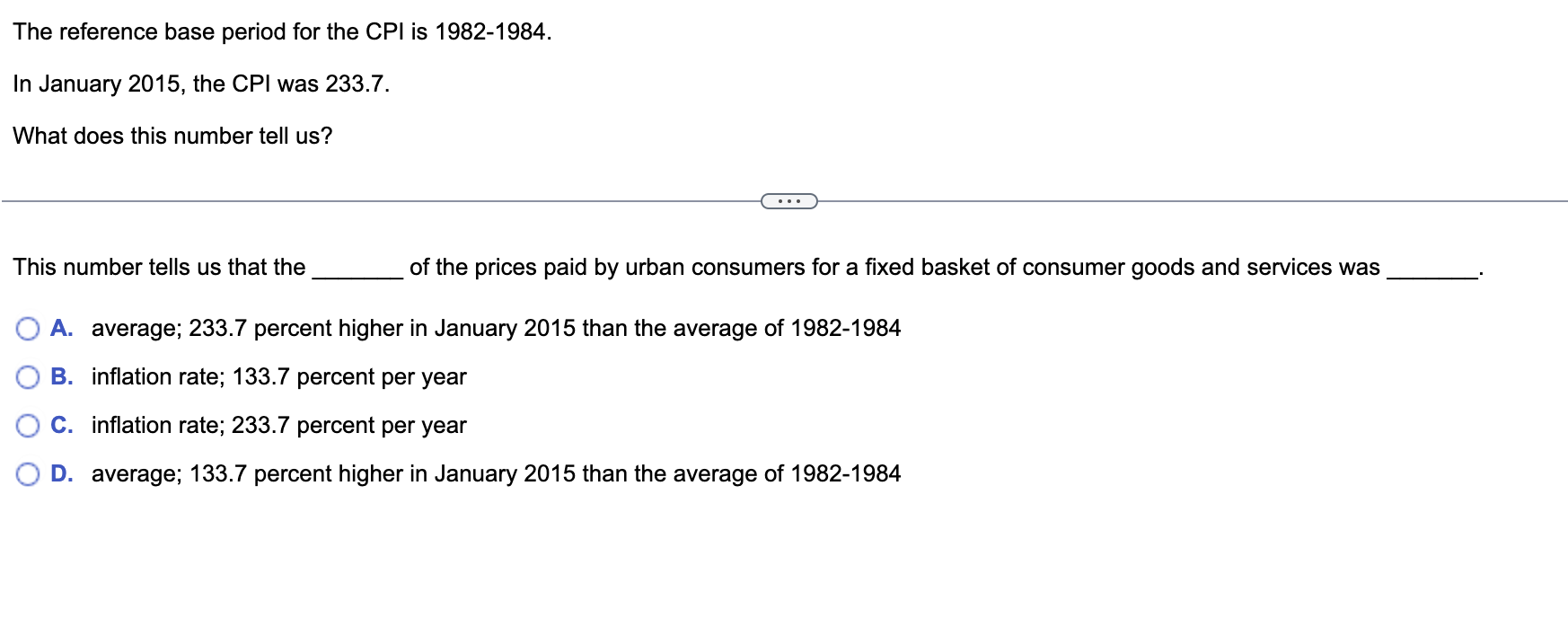 The reference base period for the CPI is 1 9 8 2
