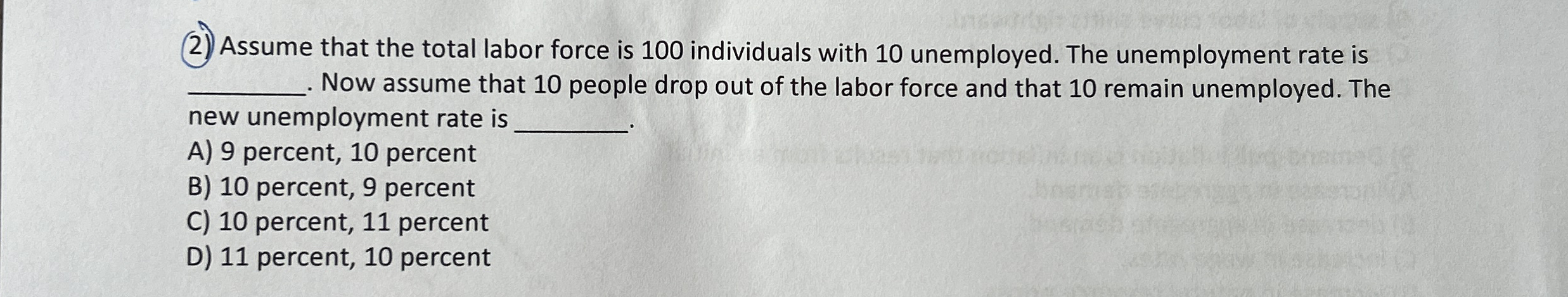 ( 2 ) Assume that the total labor force is 1 0 0