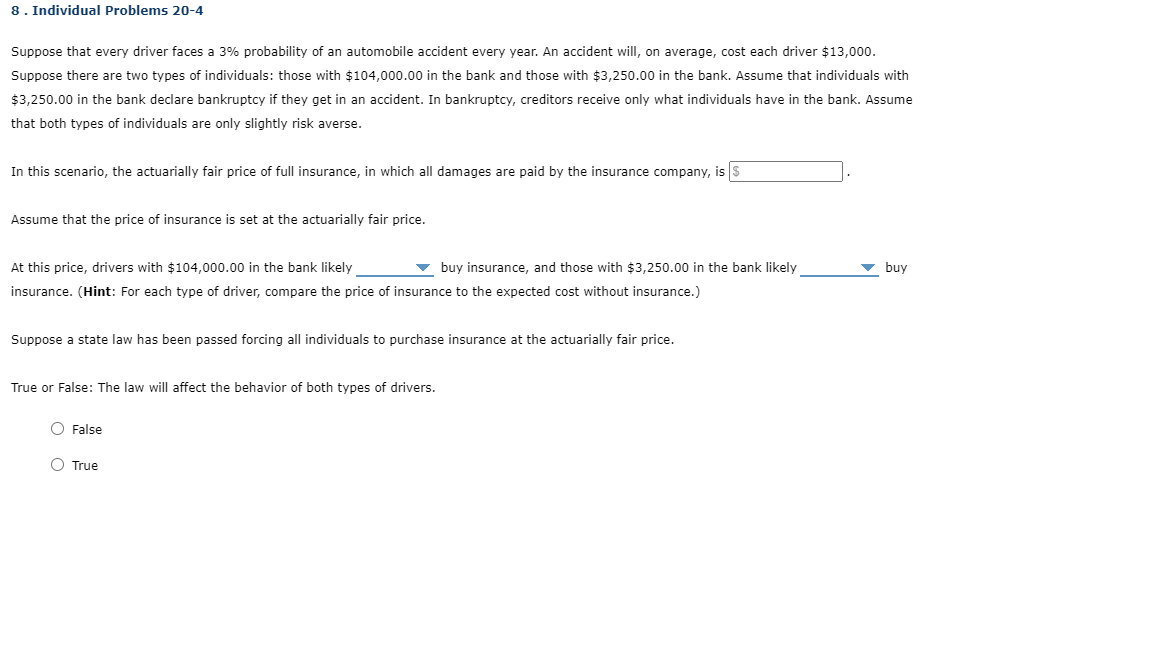 8 . Individual Problems 2 0 - 4 Suppose that