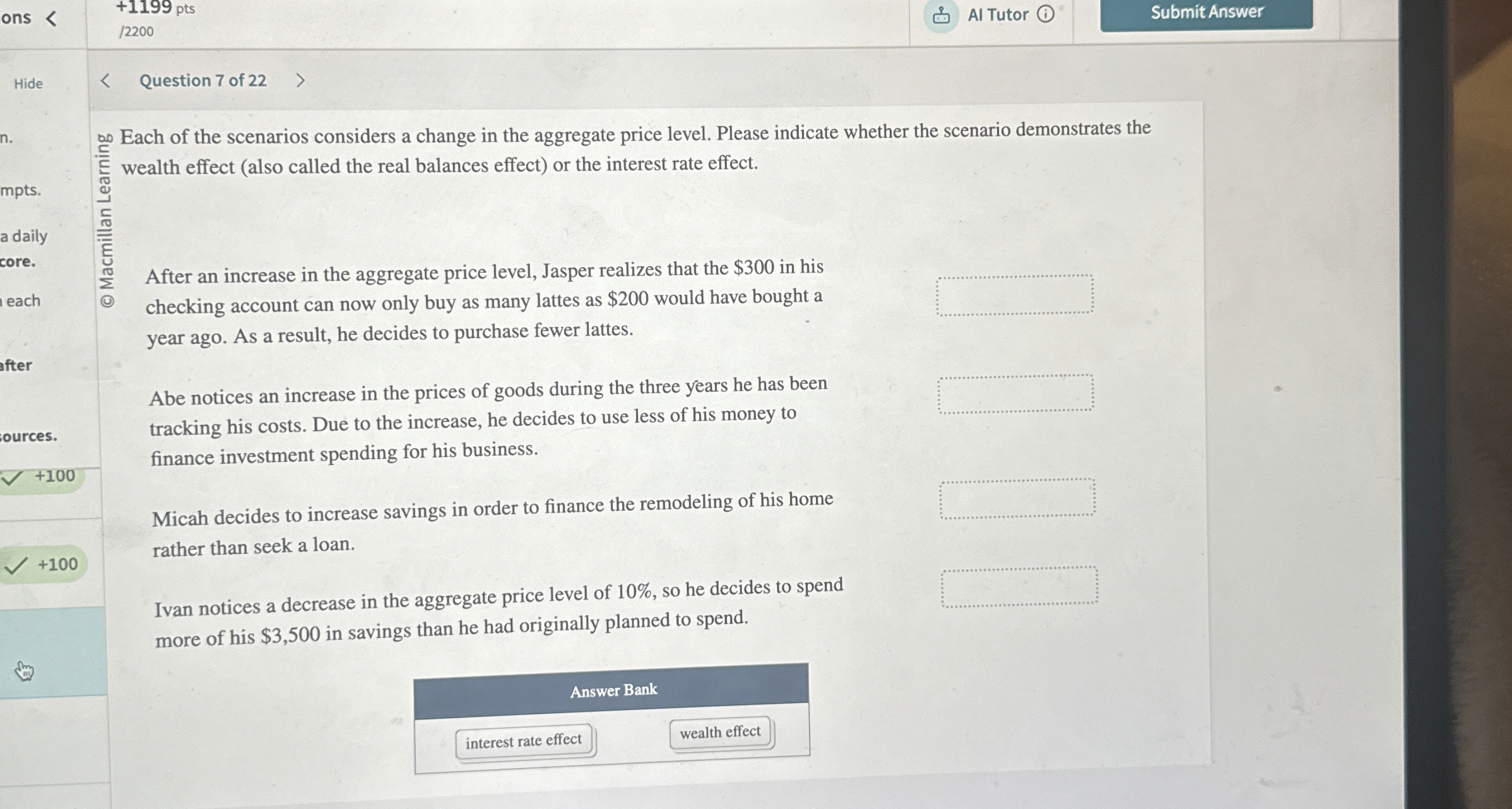 ons + 1 1 9 9 pts / 2 2 0 0 Al Tutor Submit