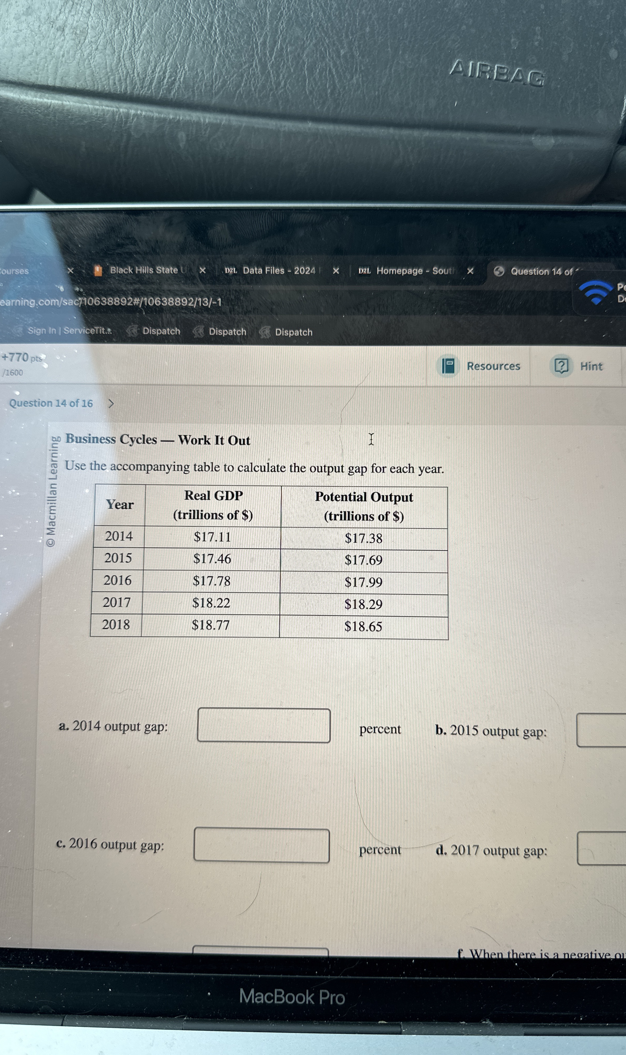 Question 1 4 of 1 6 Business Cycles - Work It Out
