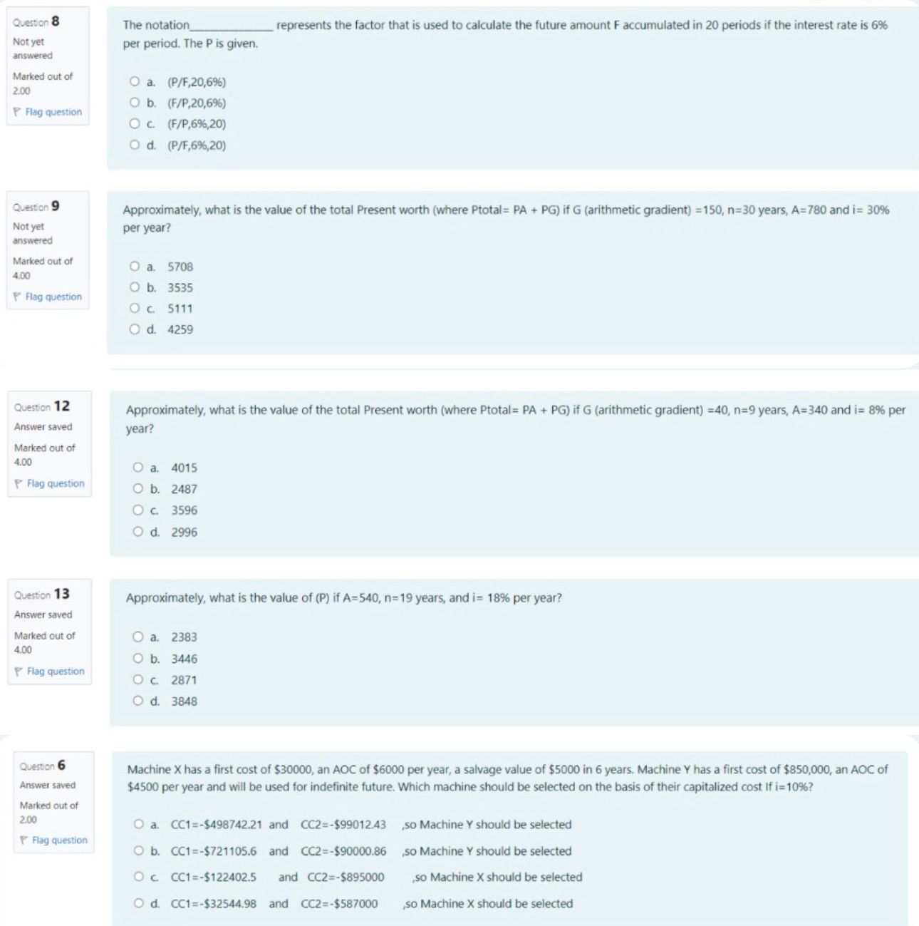 Queston 8 answered Marked out o f Question 9