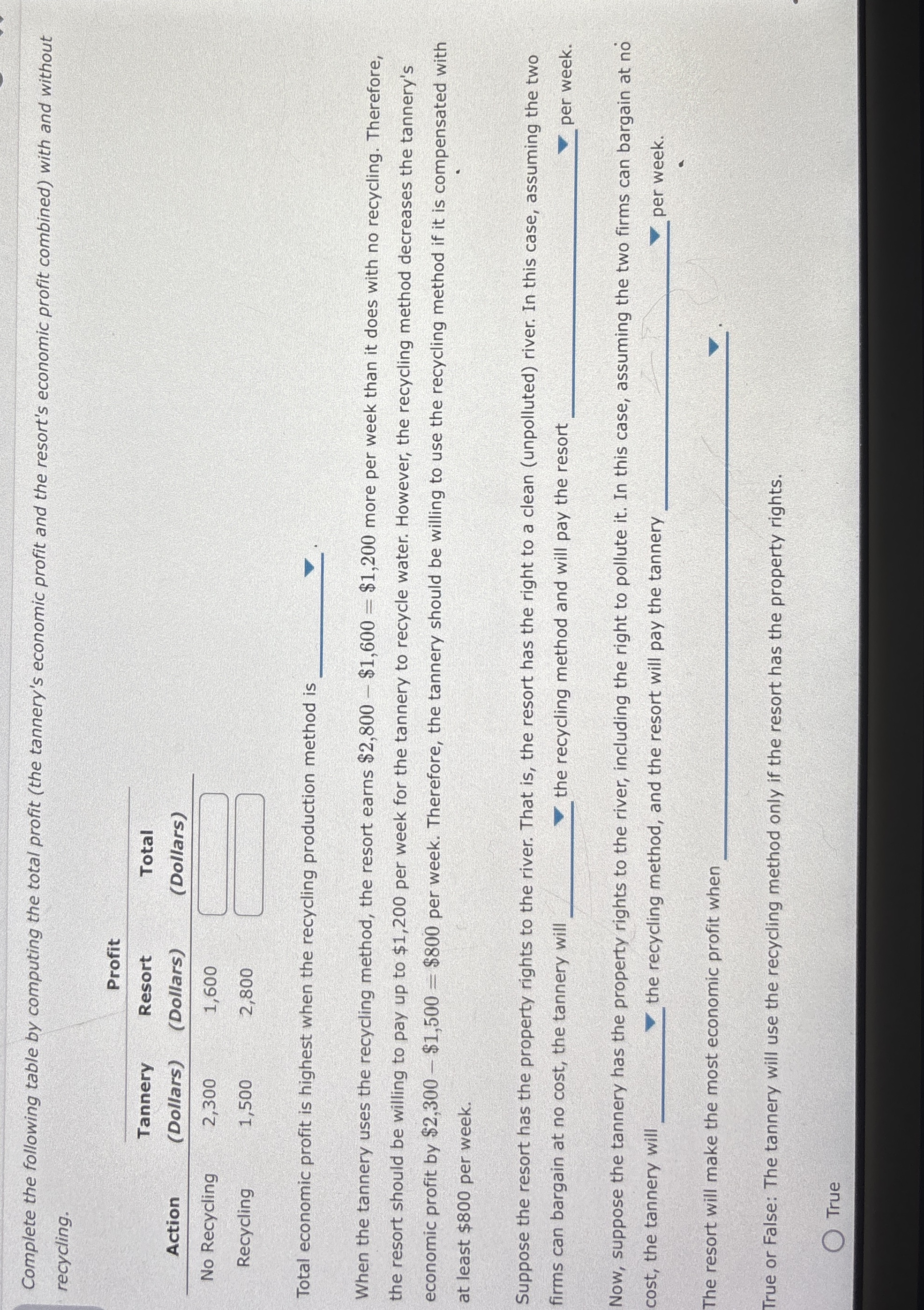 Complete the following table by computing the
