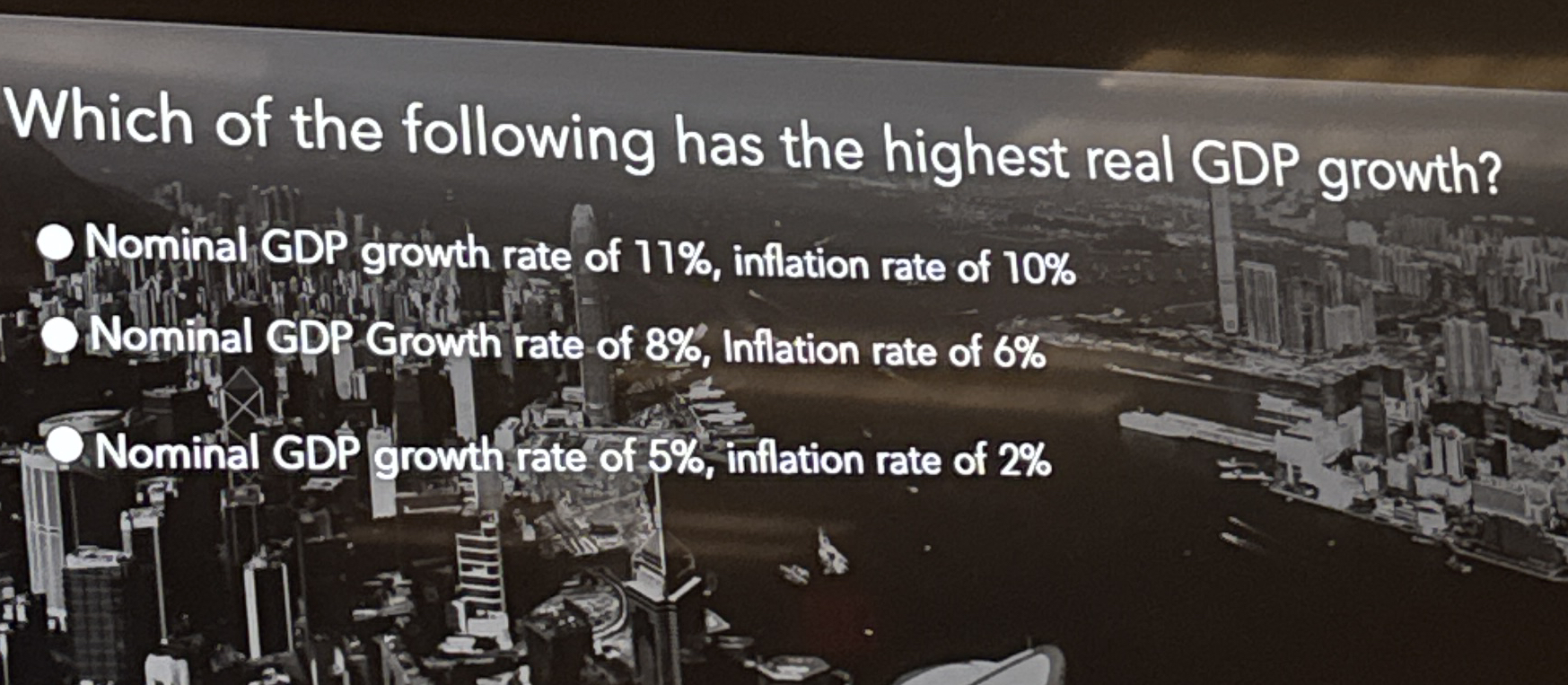 Which of the following has the highest real GDP