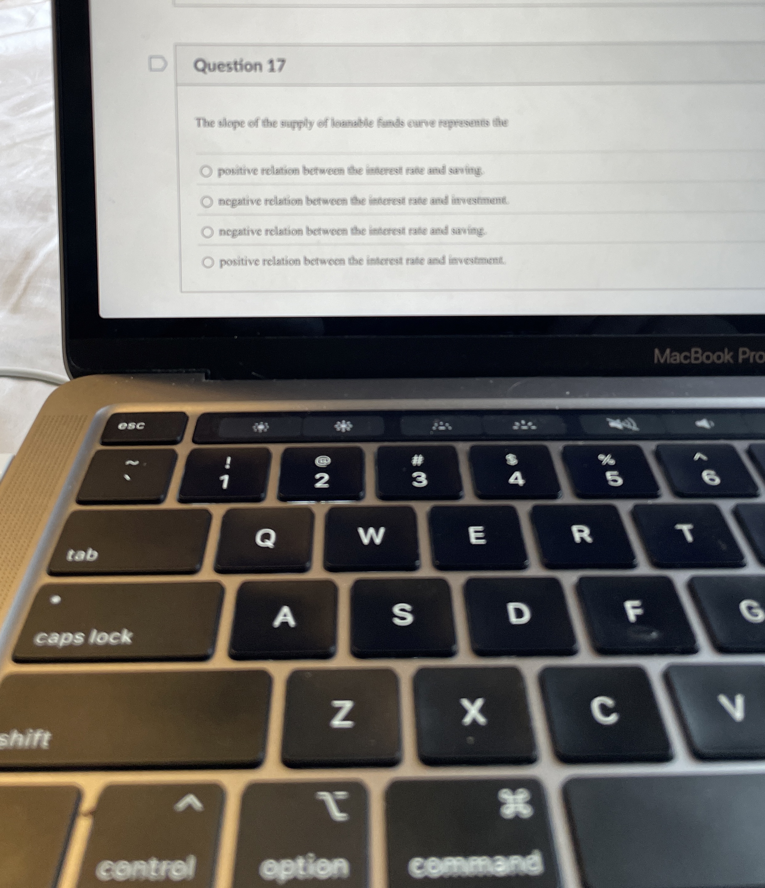 Question 1 7 The slope of the supply of loanalie