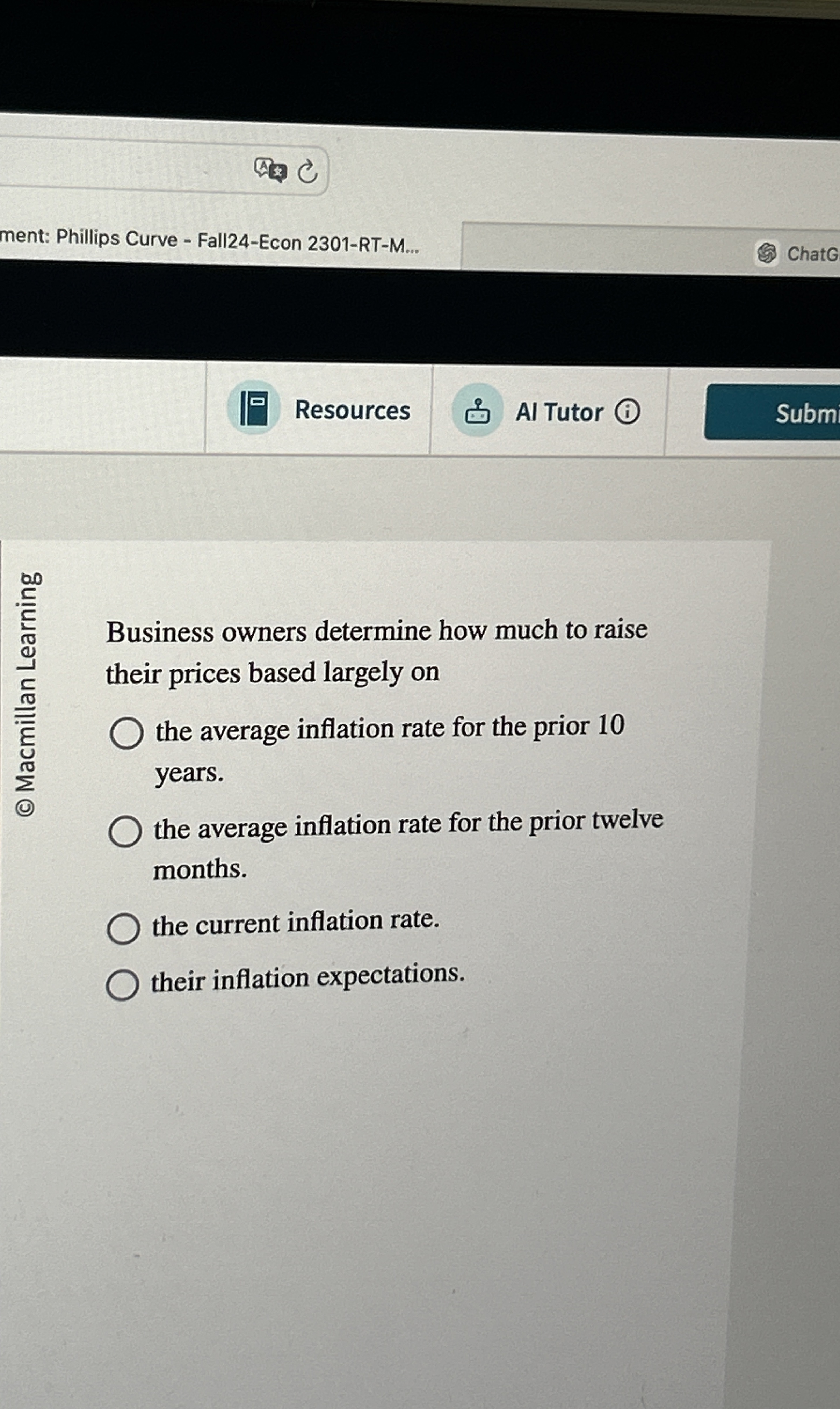 ment: Phillips Curve - Fall 2 4 - Econ 2 3 0 1 -