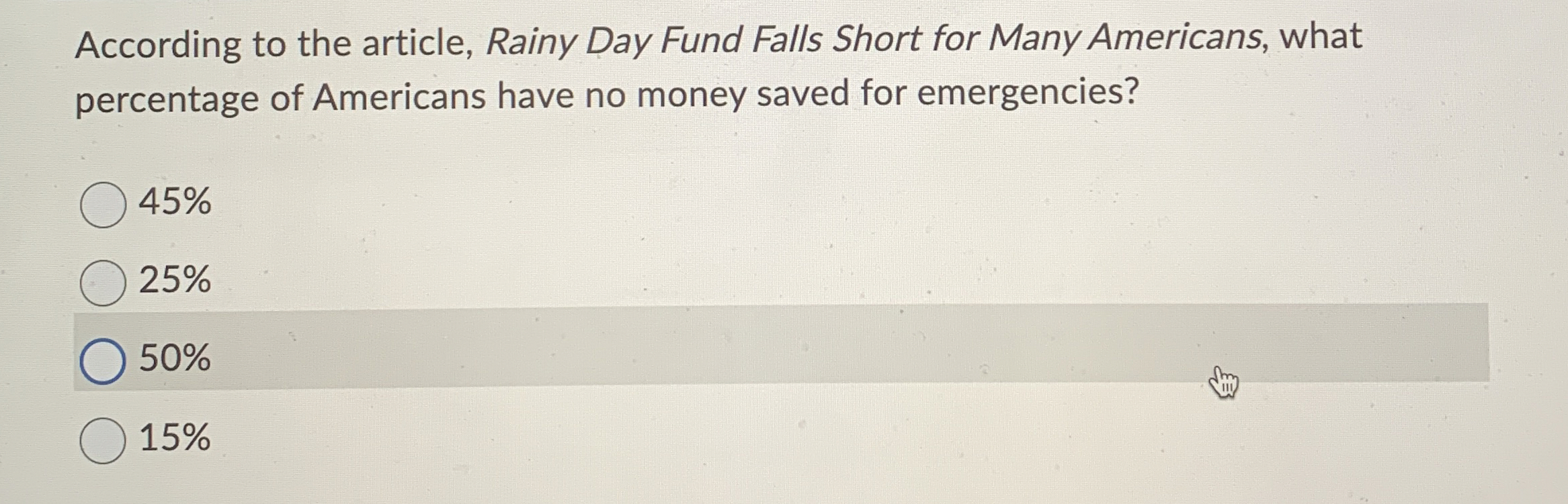 According to the article, Rainy Day Fund Falls