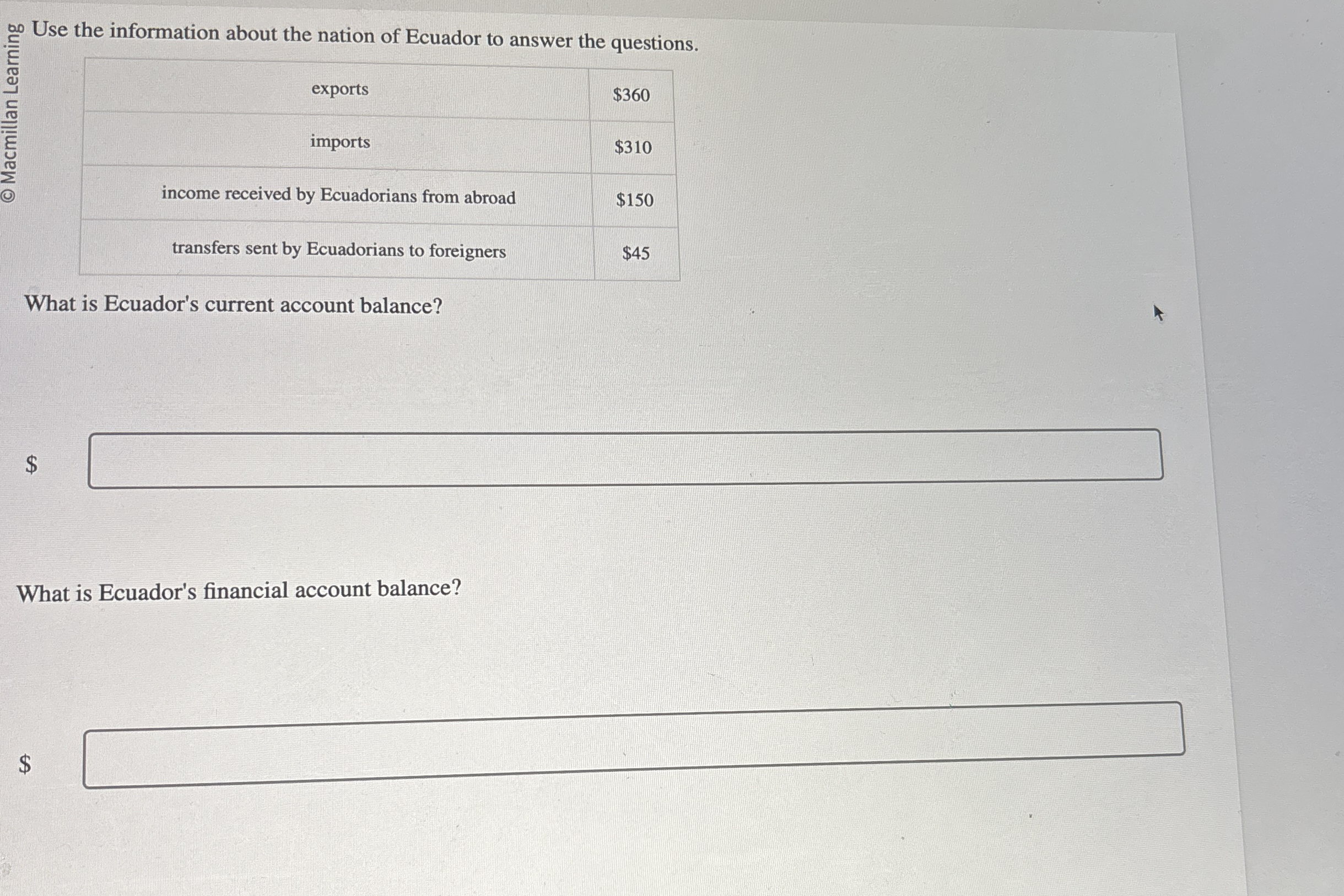 Use the information about the nation of Ecuador