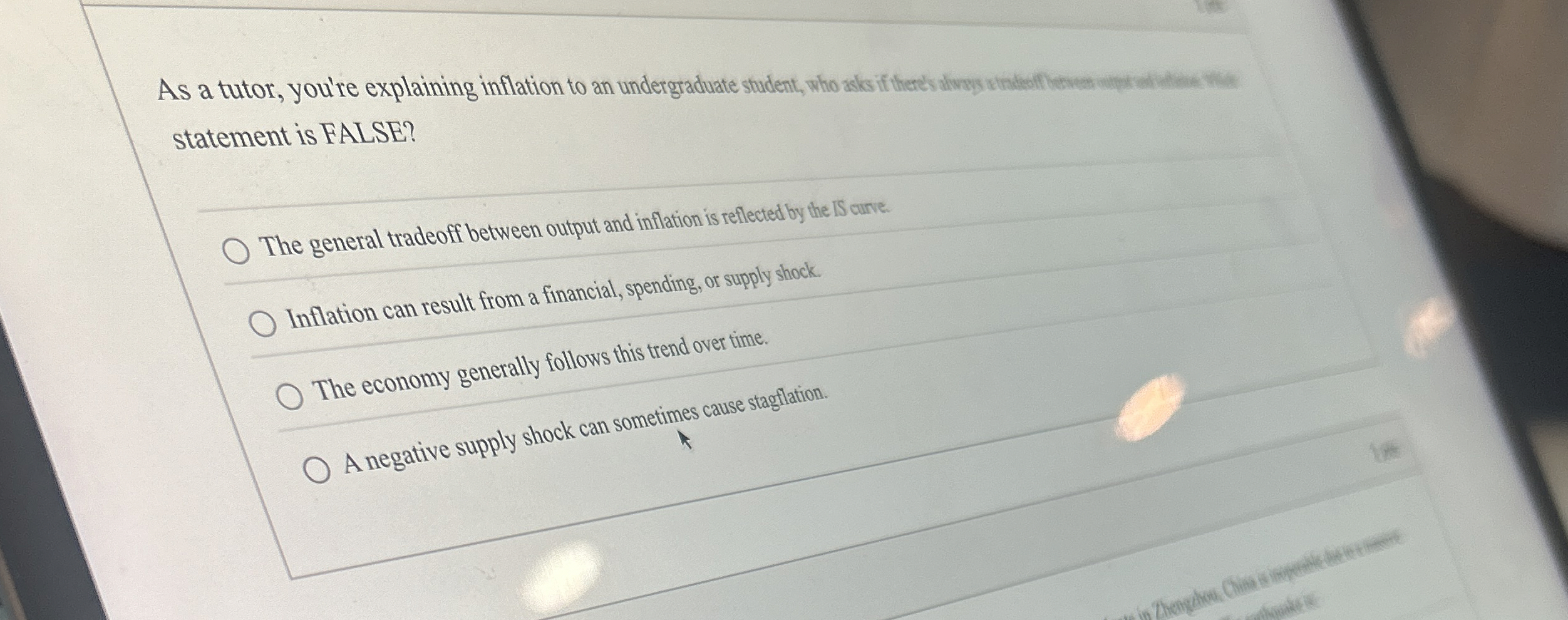 statement is FALSE? The The general tradeoff
