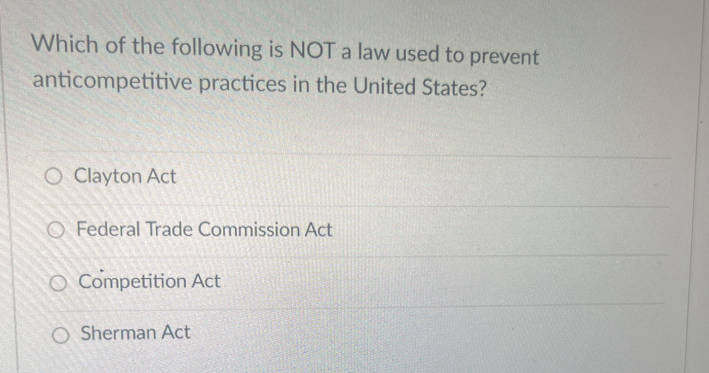 Which of the following is NOT a law used to