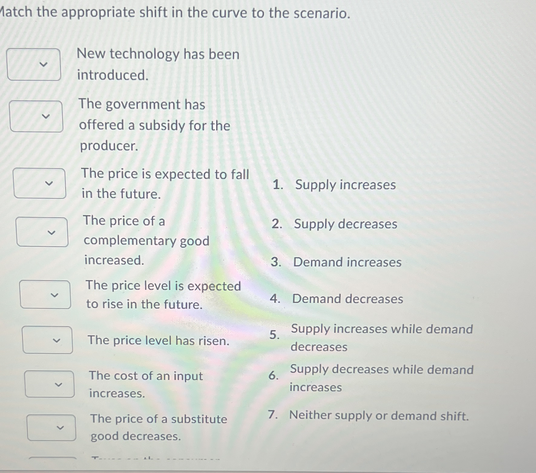 latch the appropriate shift in the curve to the