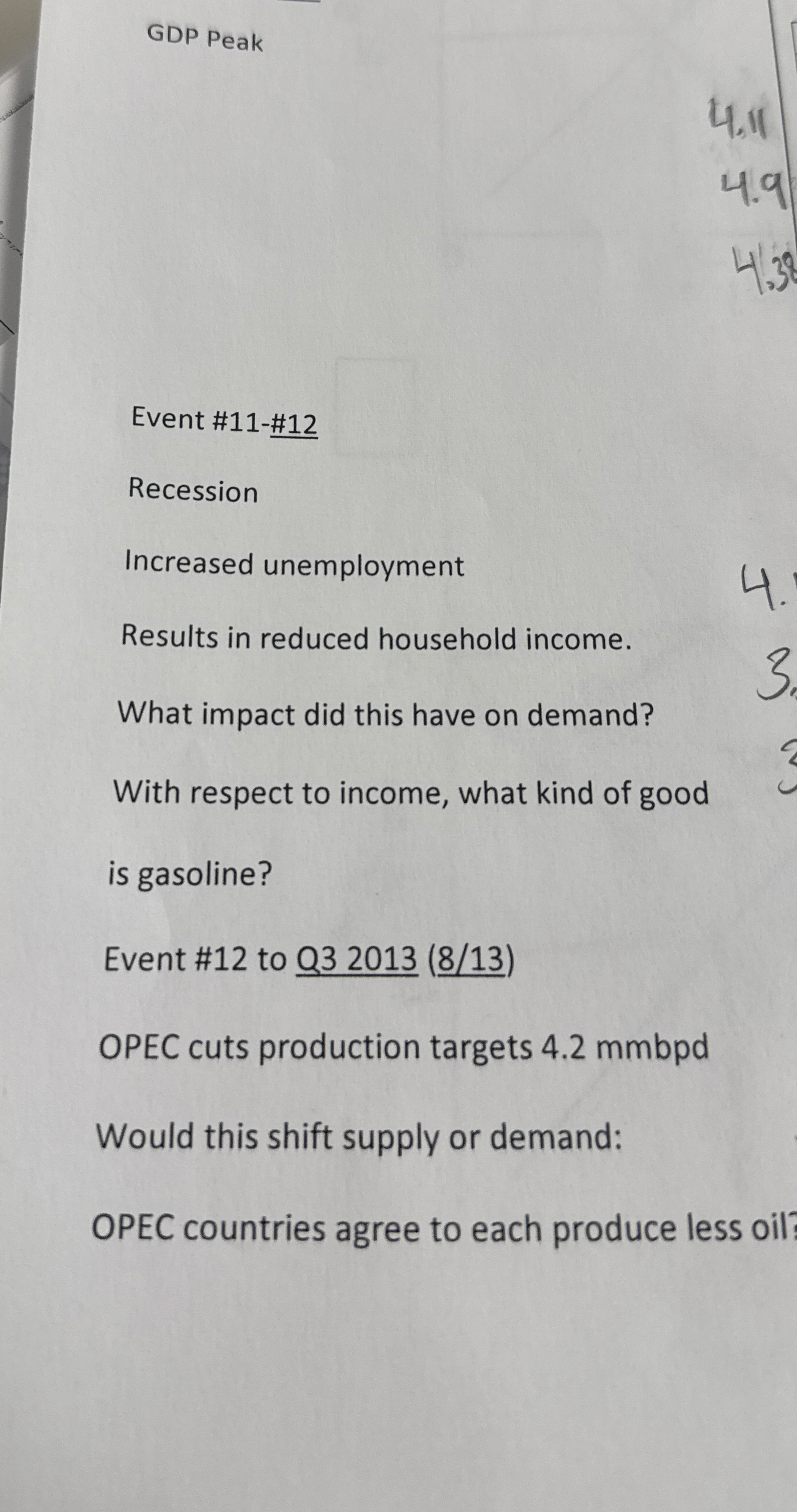 GDP Peak Event # 1 1 - # 1 2 Recession Increased