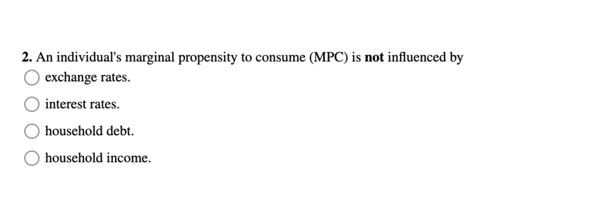 A n individual's marginal propensity t o consume
