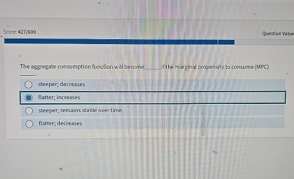 Score 4 2 7 6 0 0 Question Value The aggregate