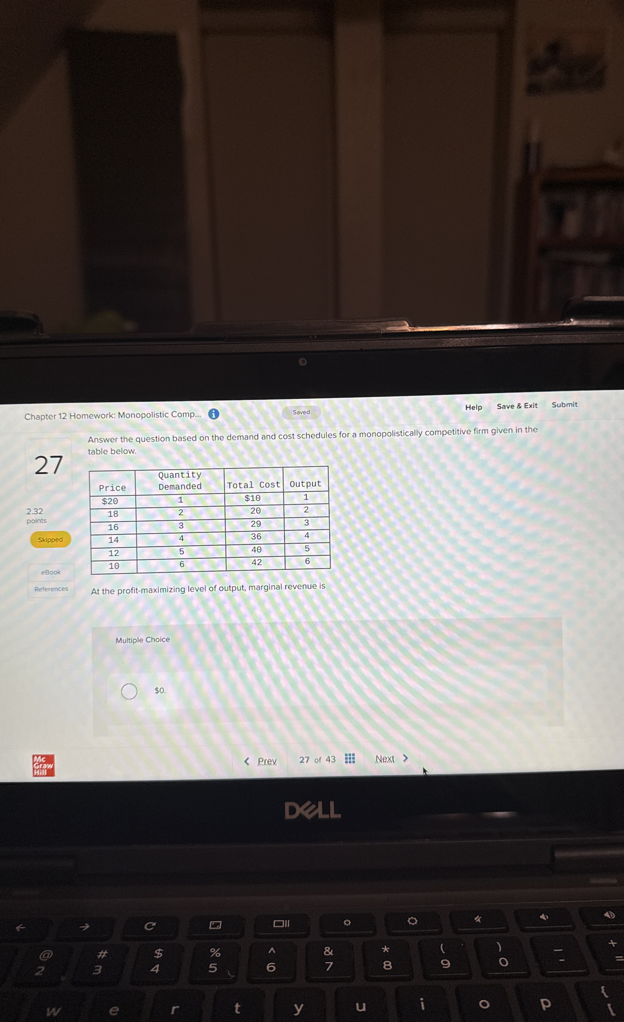 Chapter 1 2 Homework: Monopolistic Comp... ( i )